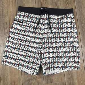 Driftline Original Drifties Lined Board Shorts Geometric Print Size 38 Neoprene